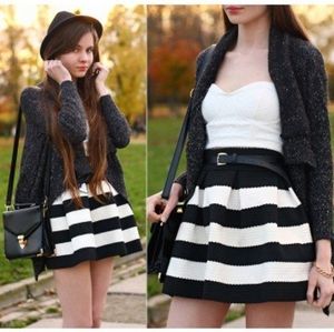 Contrast Strips A-line Skirt   L